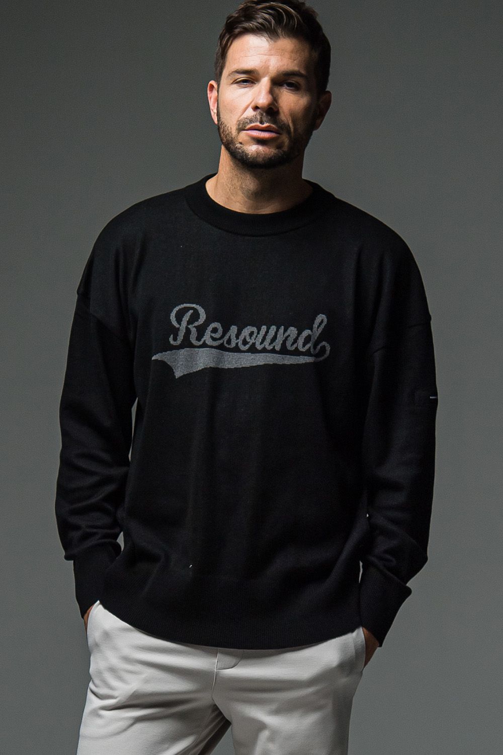 RESOUND CLOTHING - BB LOGO LONG SLEEVE KNT / ベースボールロゴ