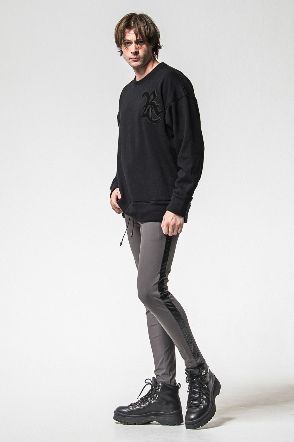 RC CHENILLE VELOURS FLEECE DROP TRINER / RC サガラ刺繍ワッペン ベロア フリース ドロップ トレーナー