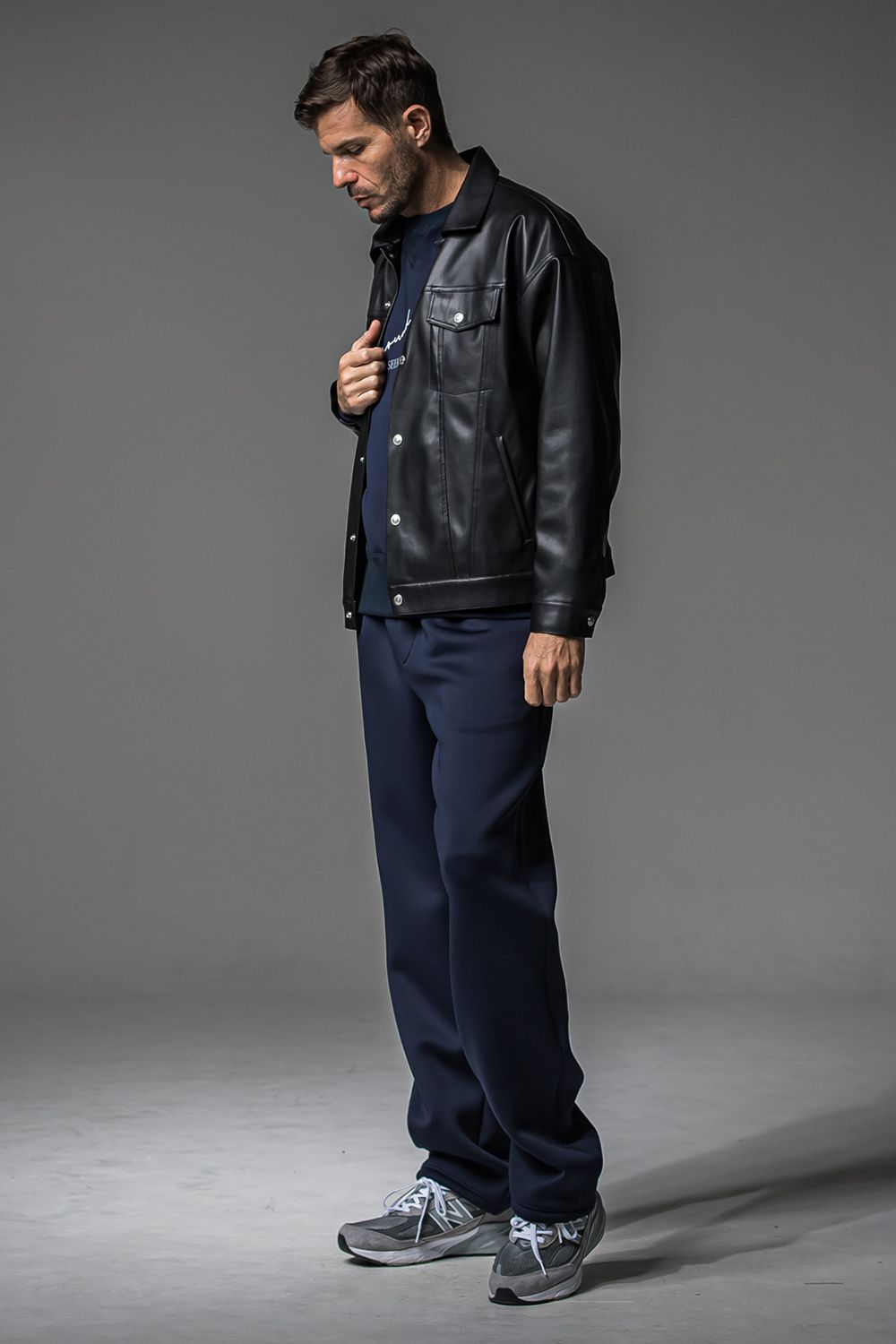 LEATHER OVER 3RD G / オーバーサイズ エコレザーGジャン