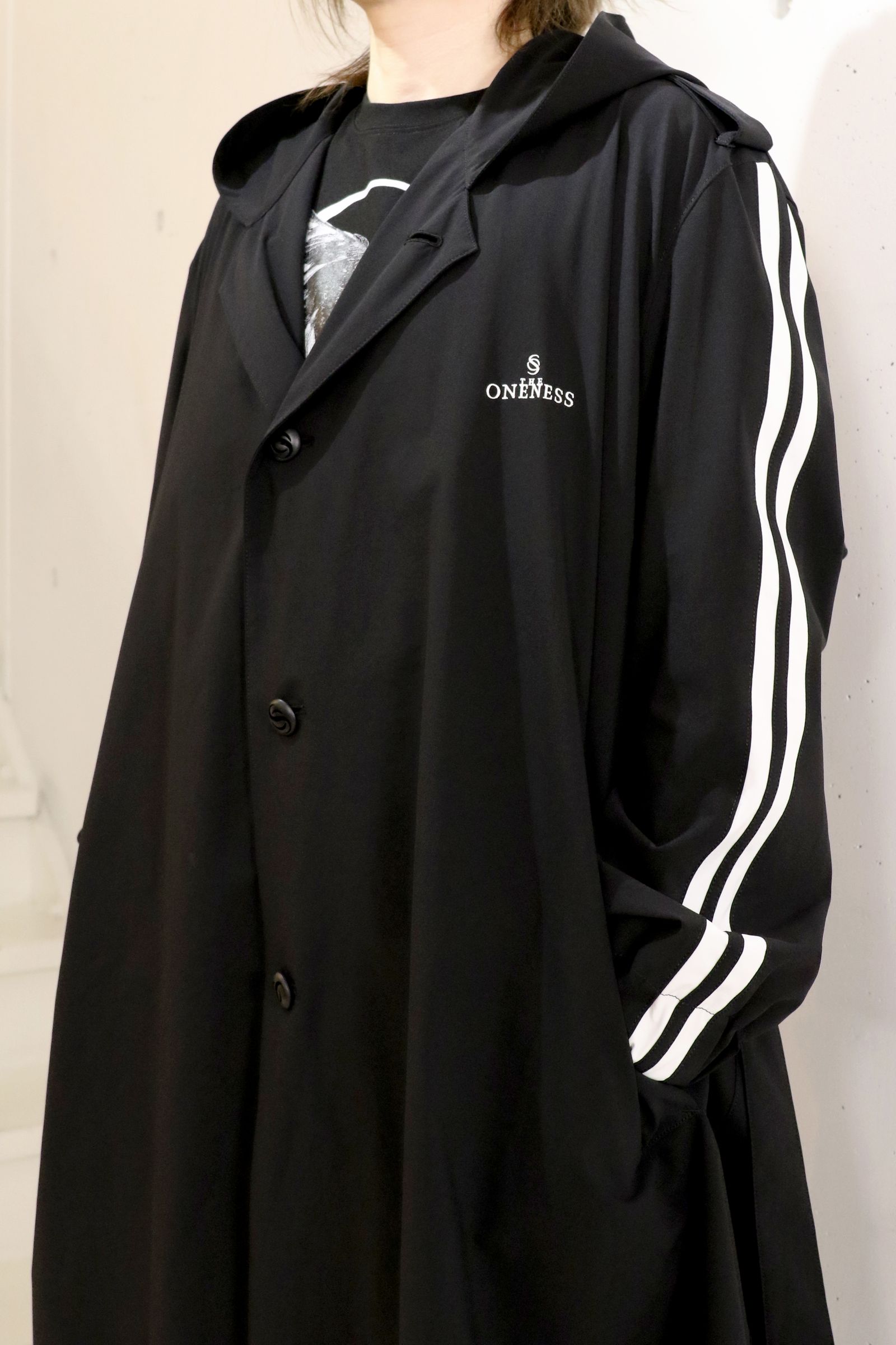 Sustainable Tuffeta Line Big Silhouette Hoodie / ライン ビッグシルエット フーディー