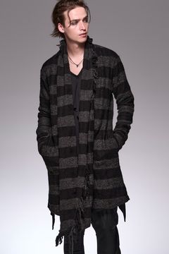 Damage Border Shawl Cardigan / ダメージボーダー ニット ショール カーディガン