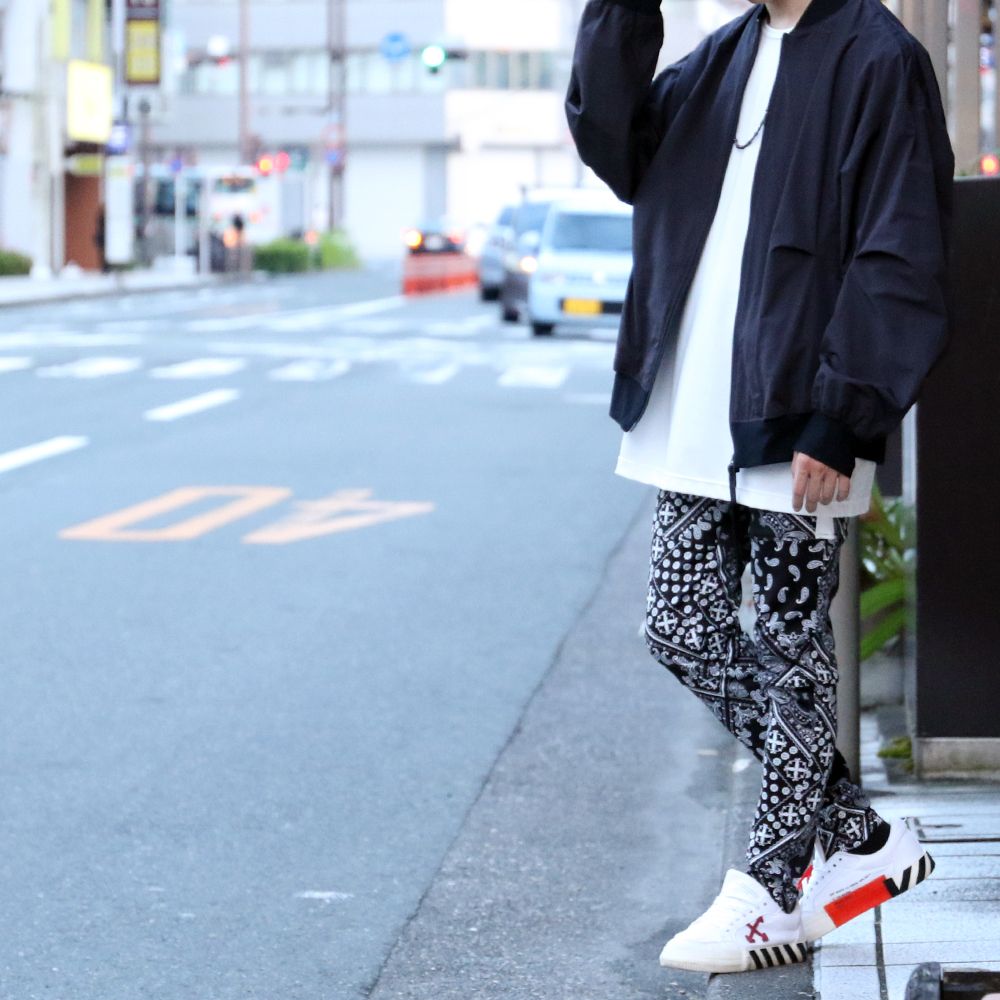 RESOUND CLOTHING、SLASH LINE PT(BANDANA WHITE&BLACK) | laid-back