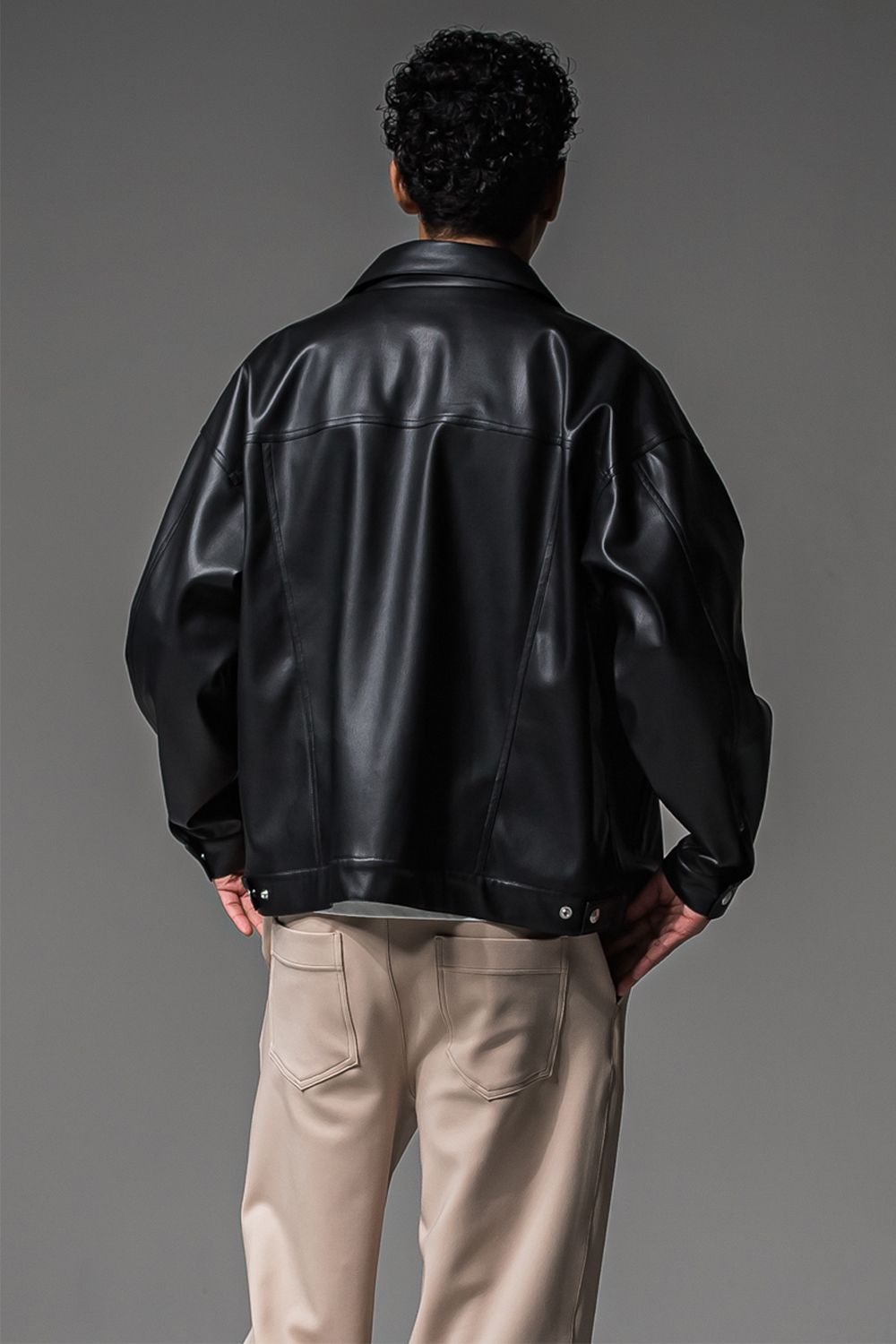 LEATHER OVER 3RD G / オーバーサイズ エコレザーGジャン