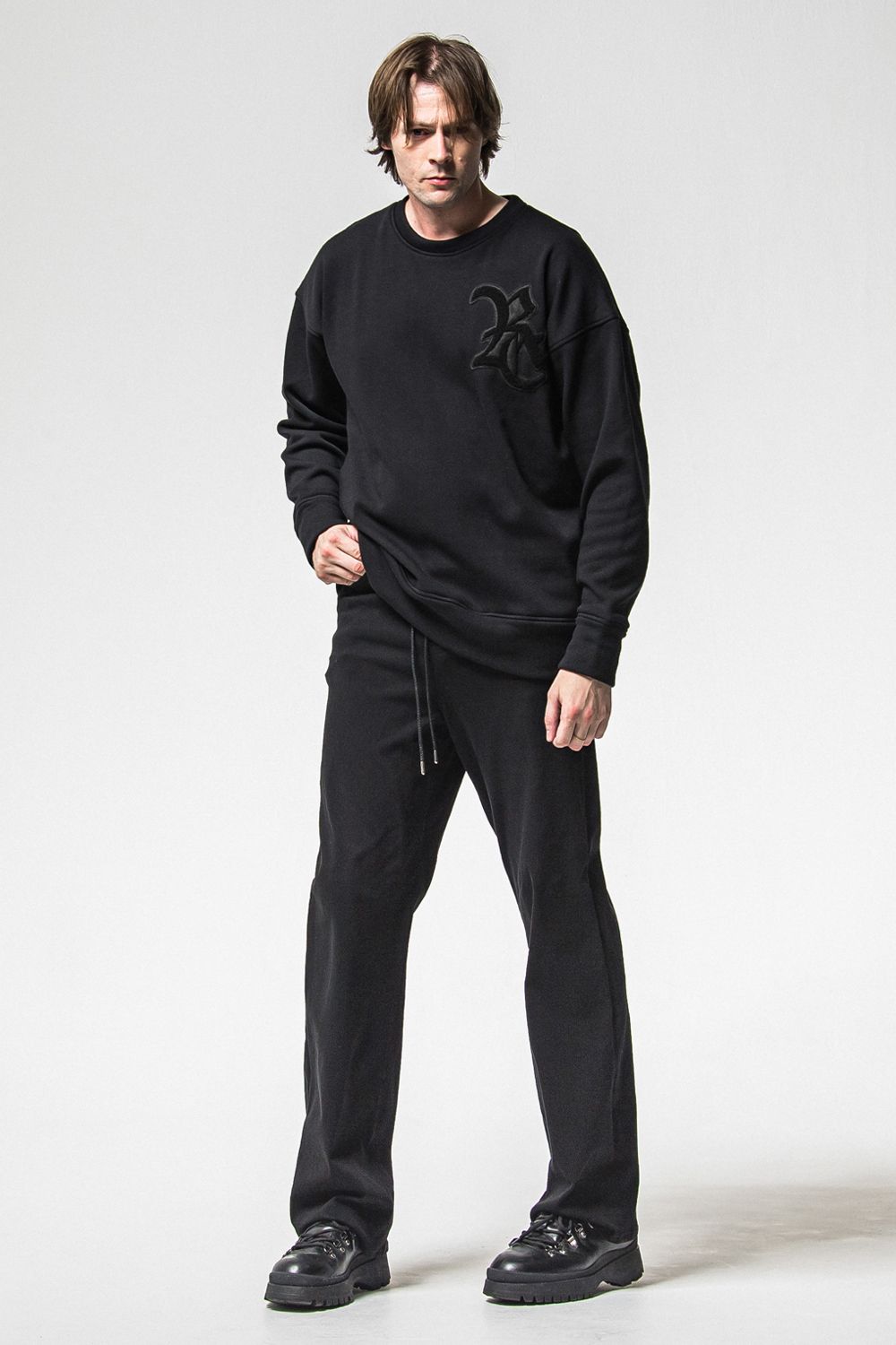 RC CHENILLE VELOURS FLEECE DROP TRINER / RC サガラ刺繍ワッペン ベロア フリース ドロップ トレーナー