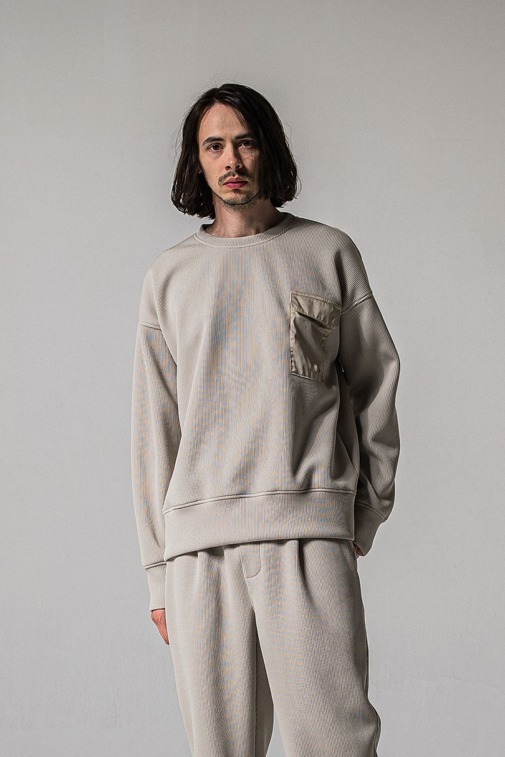 AZE MILITARY DROP TRAINER / 畔編み ミリタリー ドロップ トレーナー