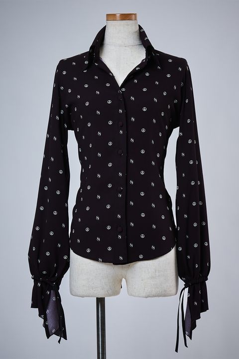 Peace Dot Lace Up Frill Shirt / ピース ドット レースアップ フリル シャツ