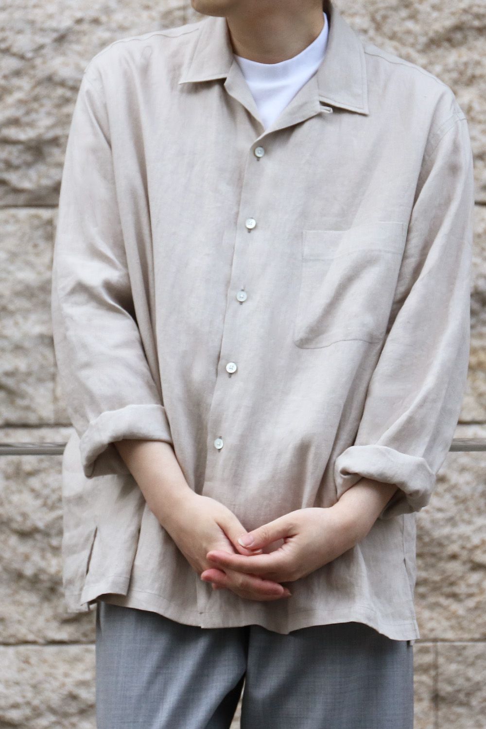 MARKAWARE】おすすめオープンカラーシャツ、HEMP SHIRTING OPEN COLLAR