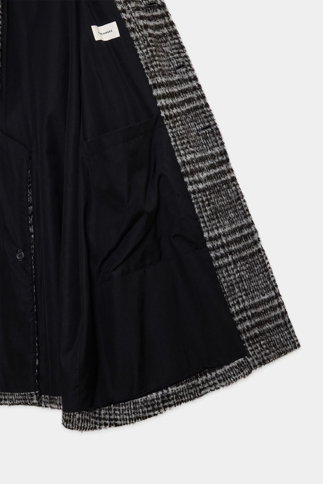 MARKAWARE - ALPACA SHAGGY PLAID WALK ABOUT COAT / アルパカ