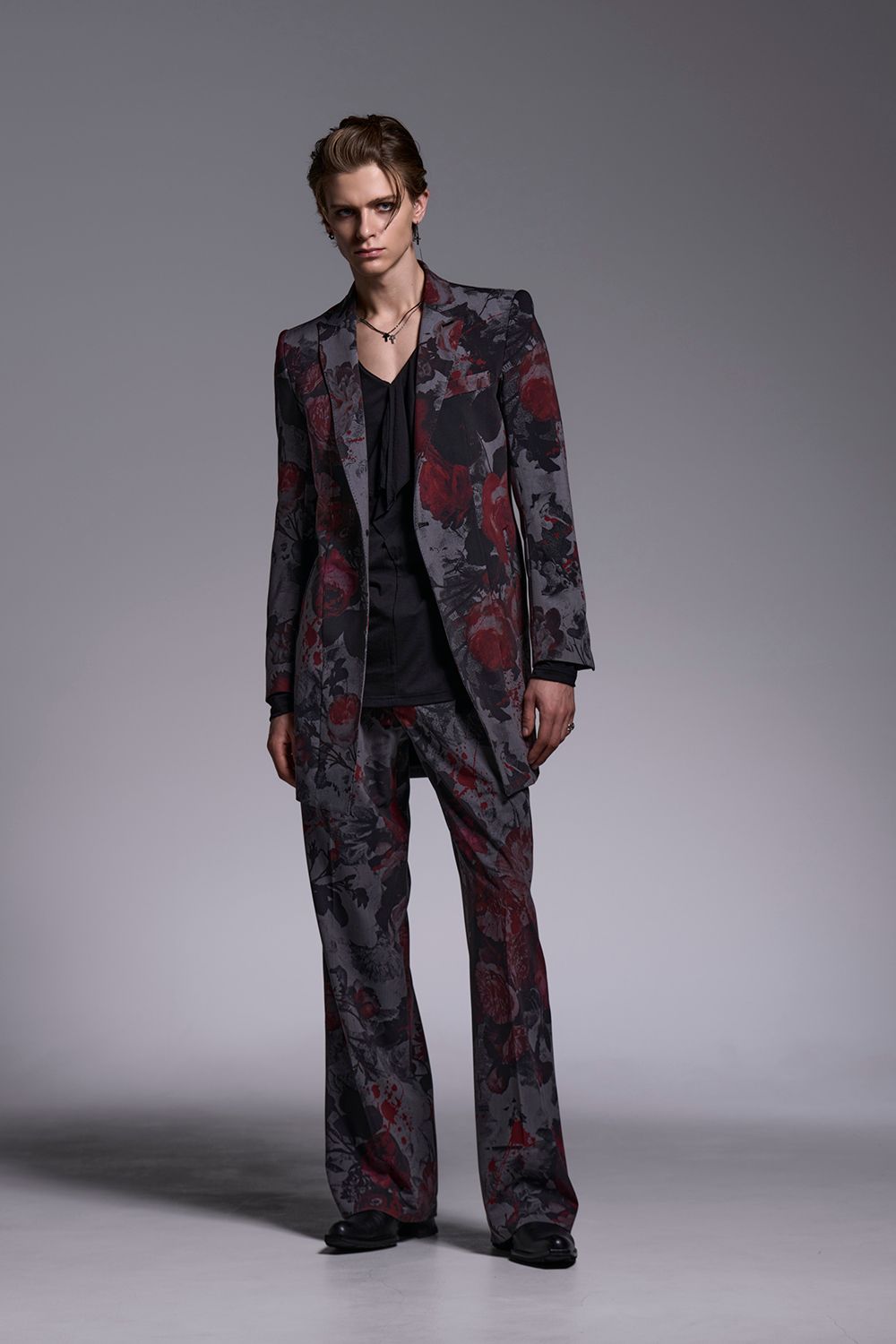 Gray Flora Gabardine Wide Slacks / グレーフローラギャバジン ワイドスラックス