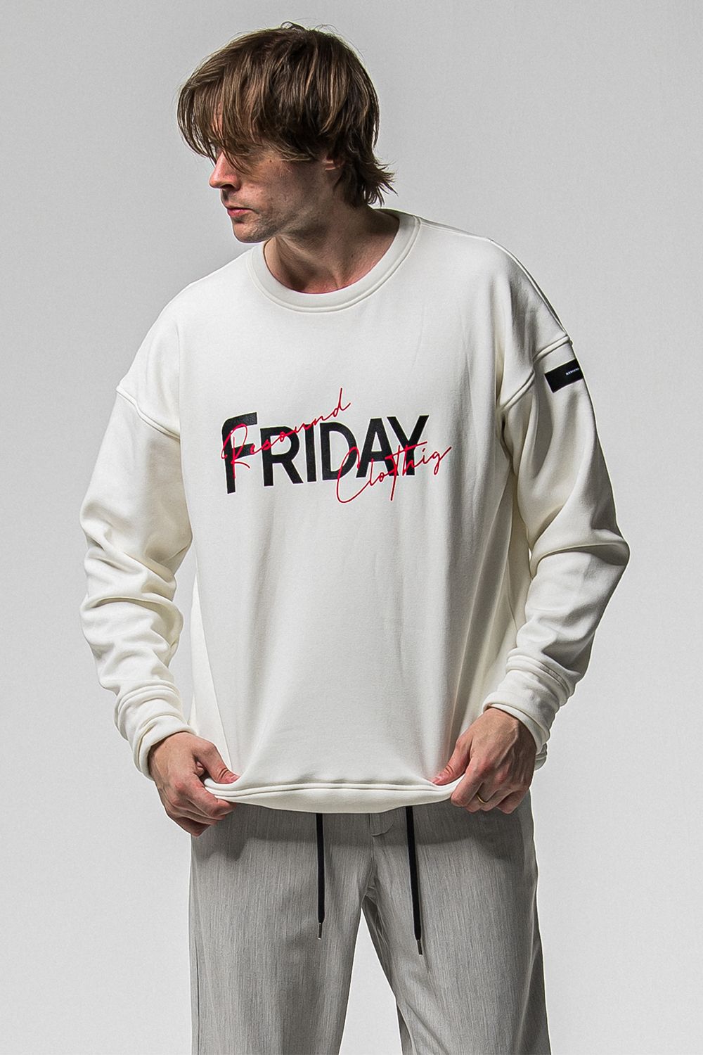 FRIDAY OLD LOGO VELOURS FLEECE TRINER / FRIDAYコラボ オールドロゴ 裏ベロアフリーストレーナー