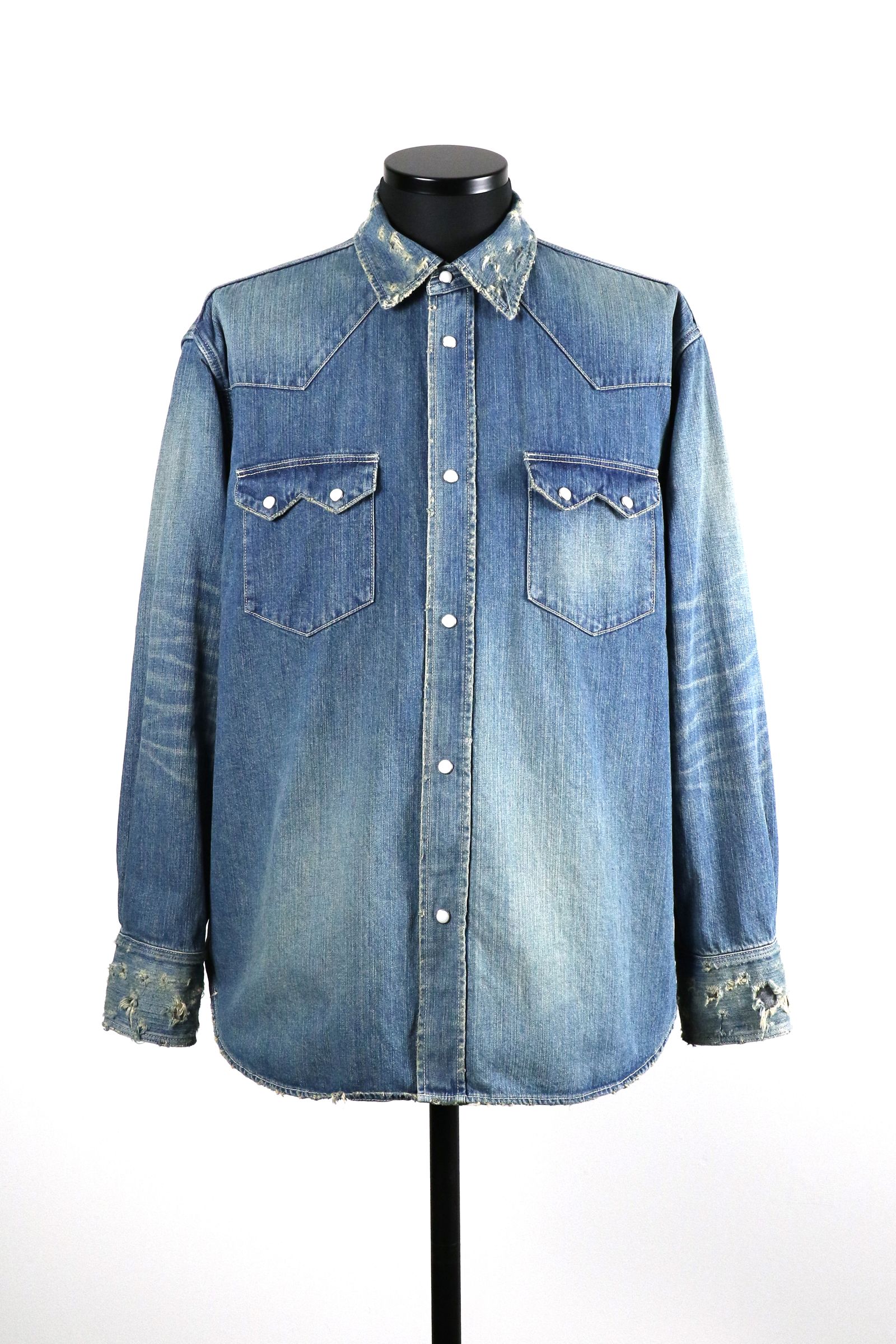 marka - ORGANIC COTTON 8.5oz DENIM WESTERN RIDERS SHIRT / オーガニックコットン 8.5オンス  デニム ウエスタン ライダース シャツ | laid-back