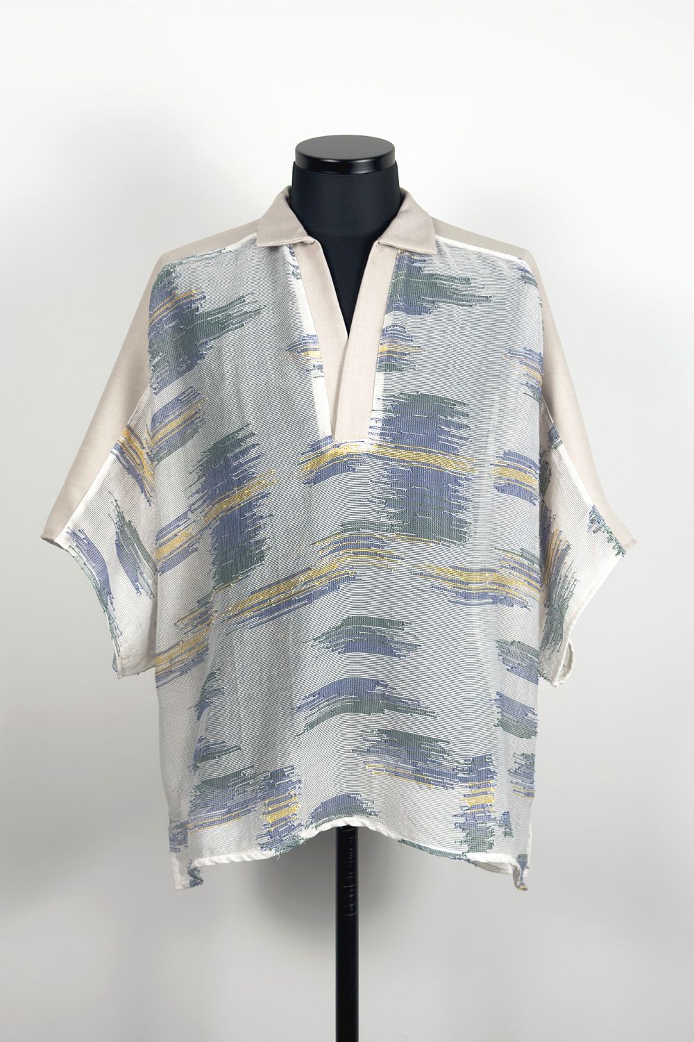Mesh skipper collar SH / メッシュ スキッパーカラー シャツ