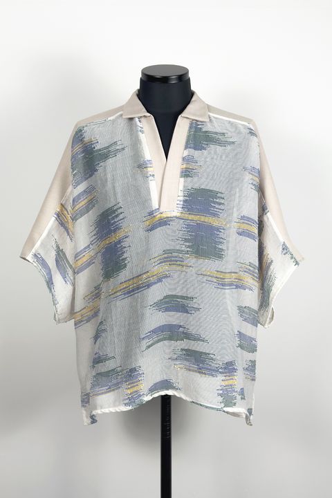 Mesh skipper collar SH / メッシュ スキッパーカラー シャツ