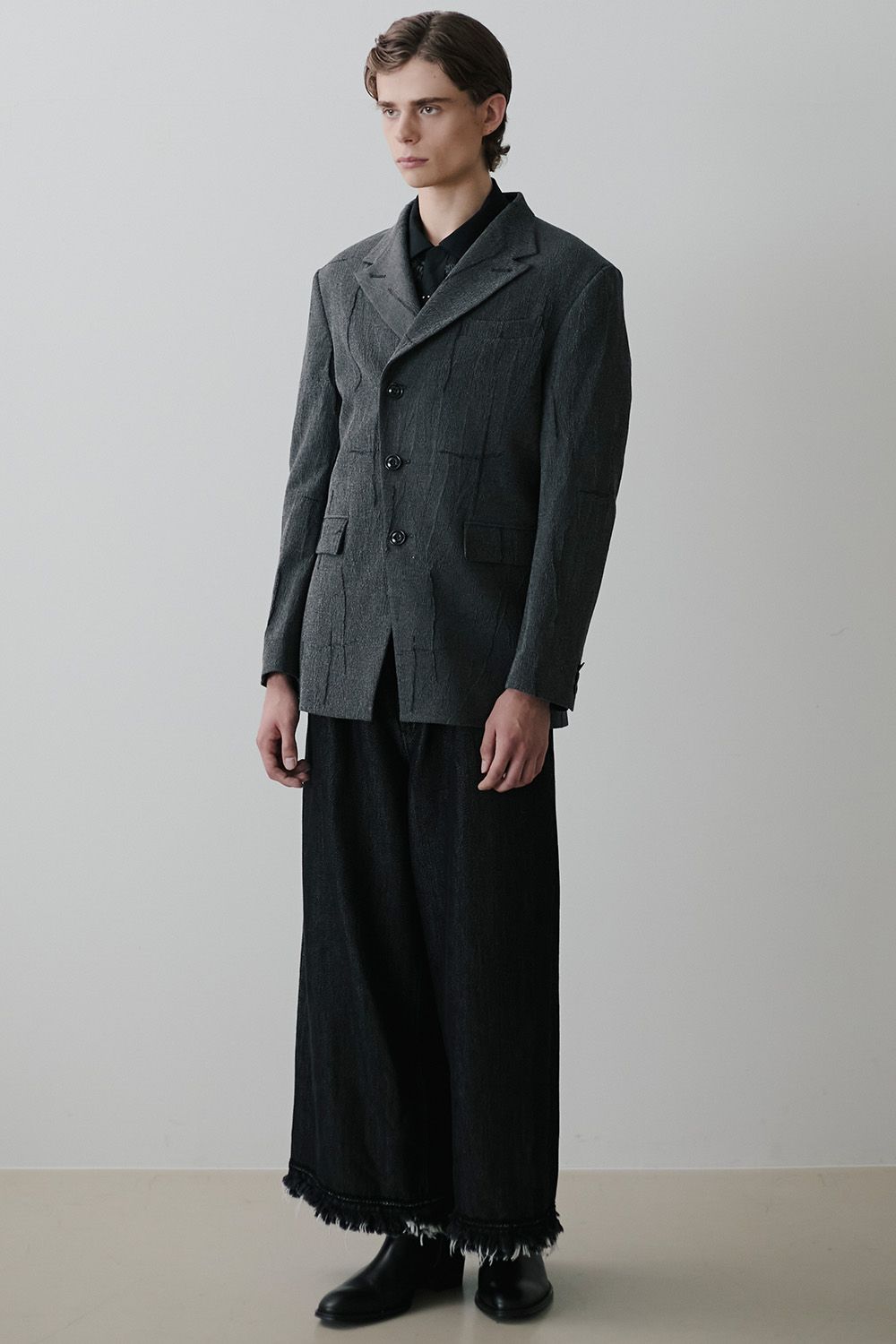 Lace tape denim wide slacks / レーステープ デニム ワイドスラックス
