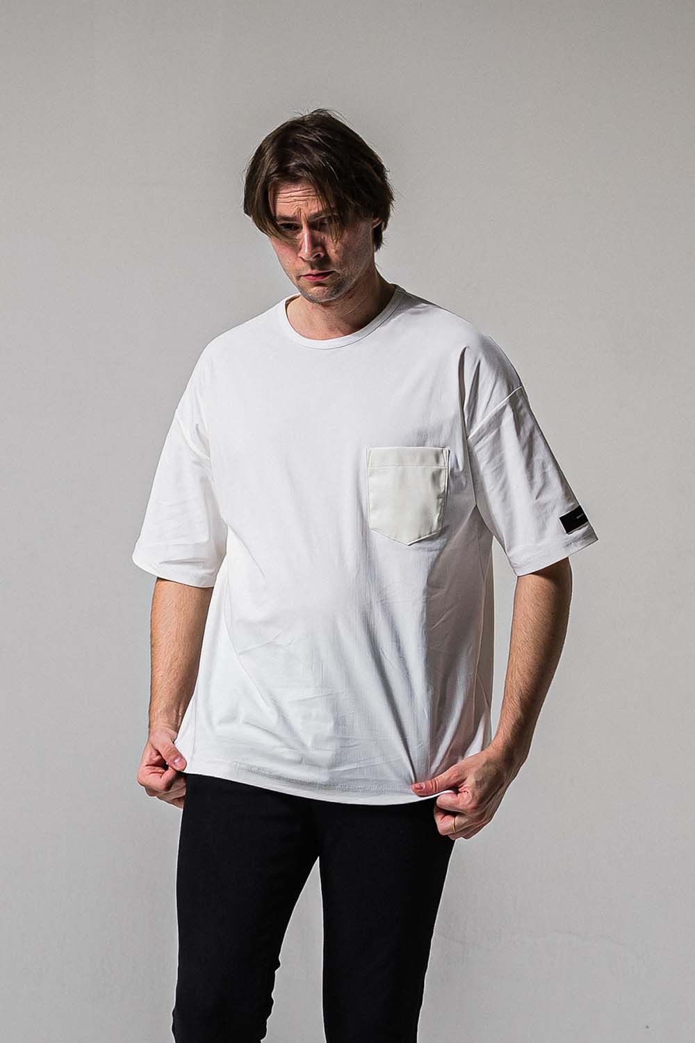 LEATHER POCKET OVER NYLON T / レザーポケット オーバー ナイロン Tシャツ