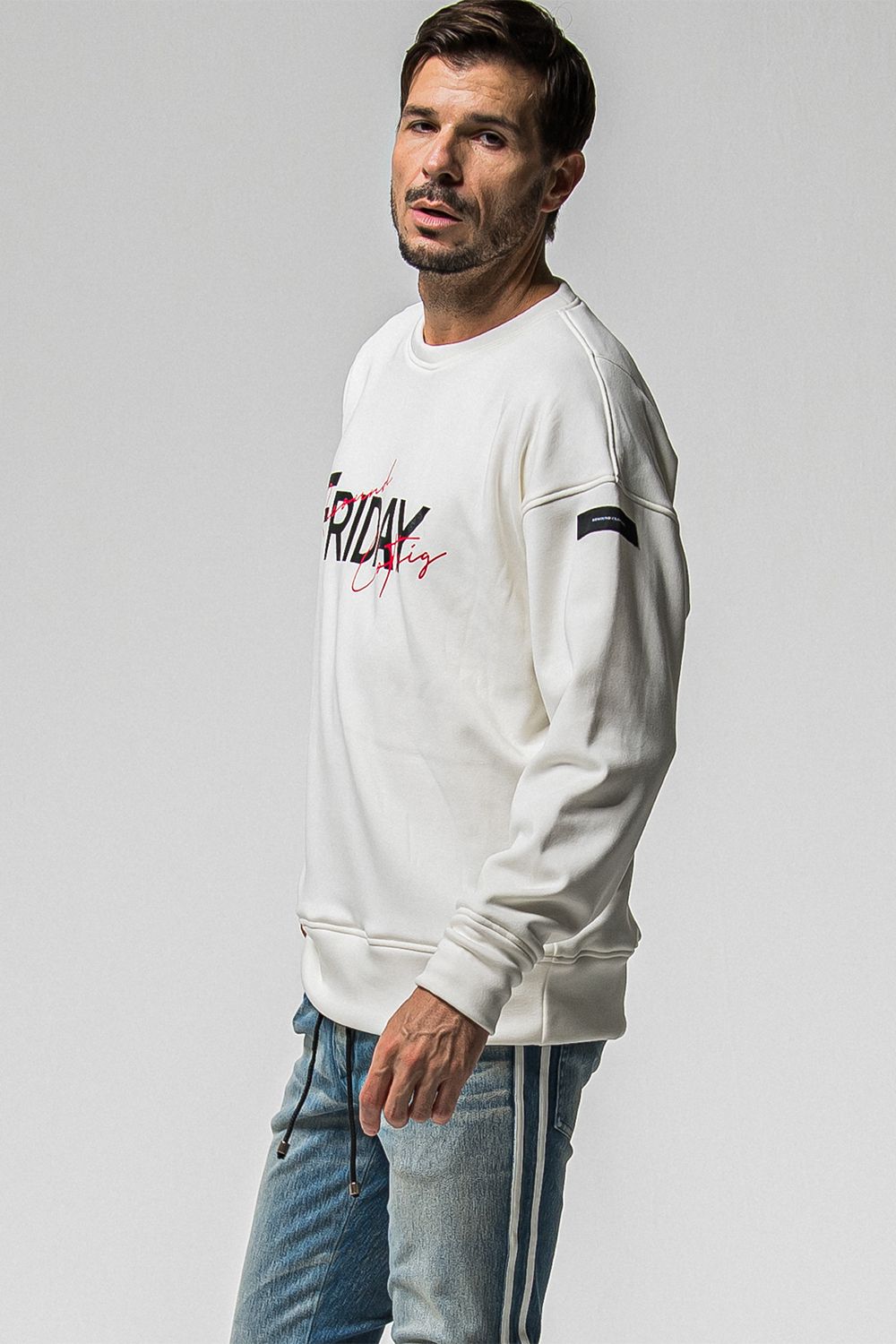 FRIDAY OLD LOGO VELOURS FLEECE TRINER / FRIDAYコラボ オールドロゴ 裏ベロアフリーストレーナー