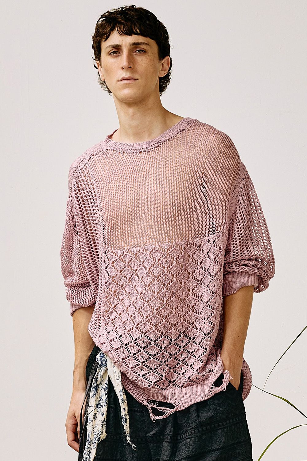 Sheer loose knit P/O / シアー ルーズ ニット プルオーバー