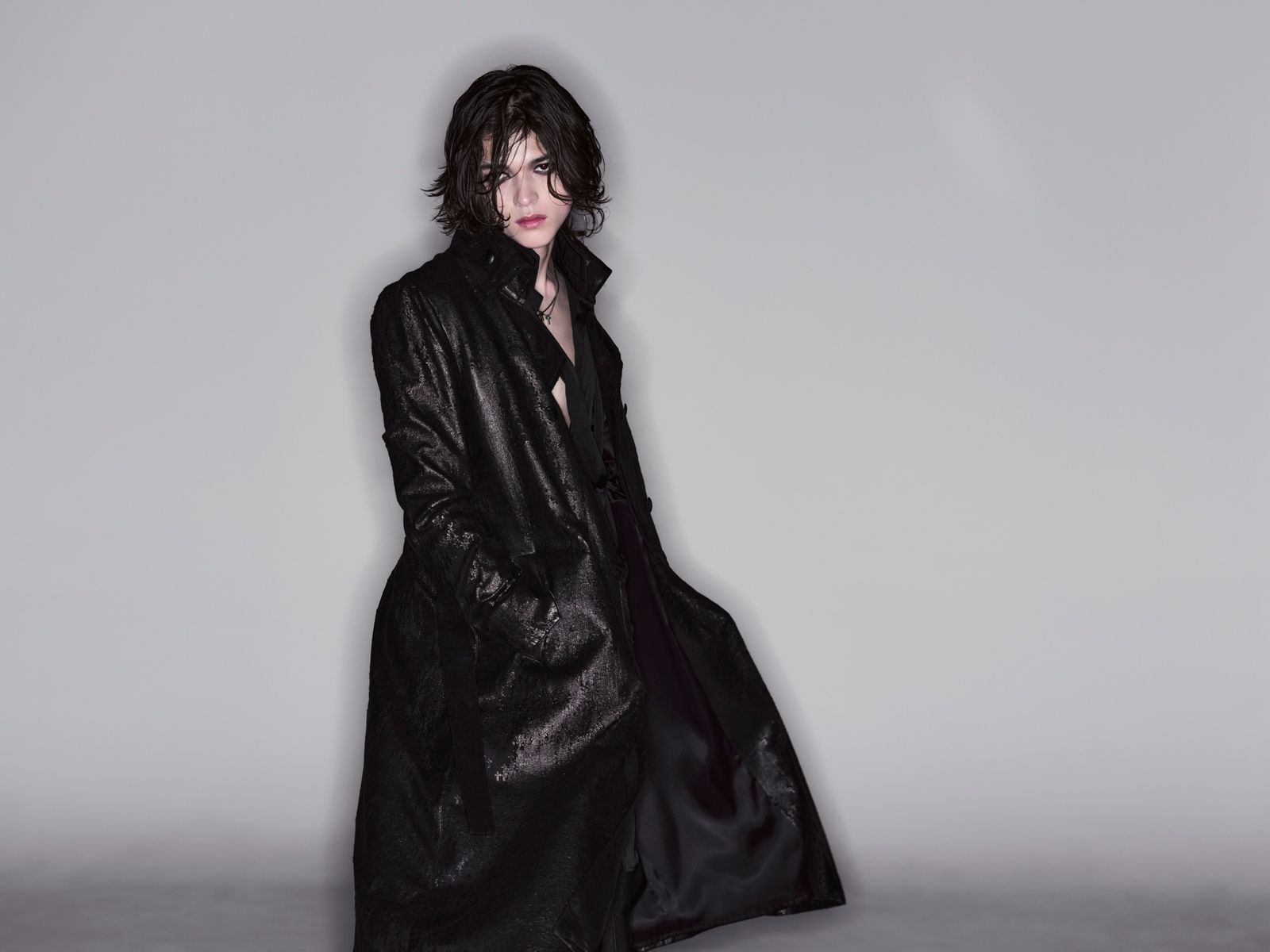 Cross Dot Fleece Long Napoleon Coat / クロス ドット フリース ロング ナポレオン コート