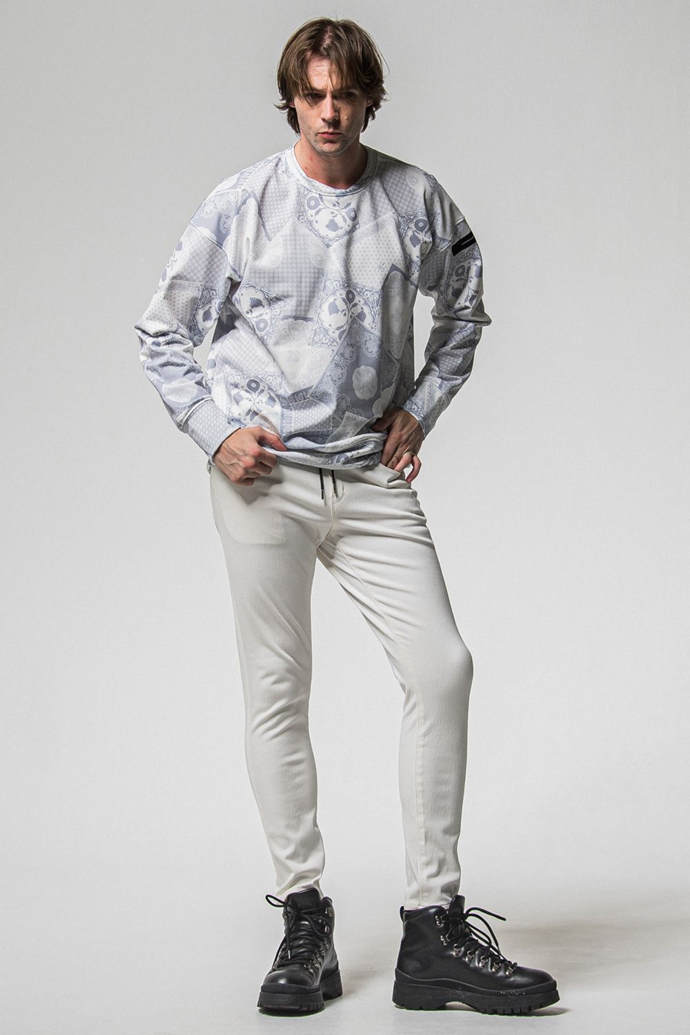 PAISLEY BACK FLEECE DROP TRAINER / 裏起毛 ペイズリー柄 ルーズトレーナー