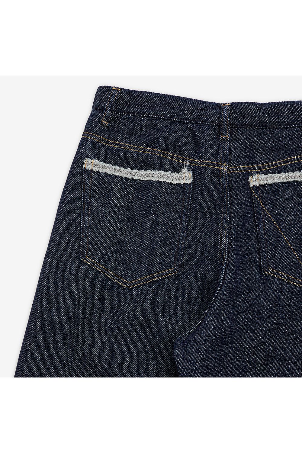 Lace tape denim wide slacks / レーステープ デニム ワイドスラックス