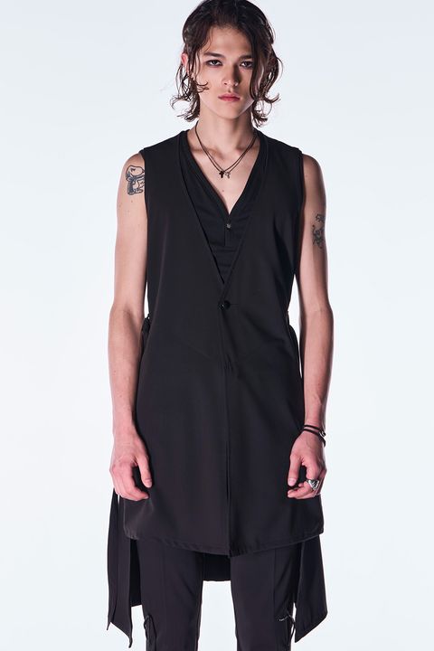 PE Gabardine Flare Vest / ポリエステル ギャバジン フレア ベスト