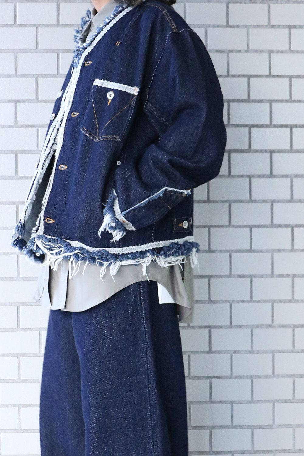 Lace tape denim BL & Lace tape denim wide slacks / meagratia