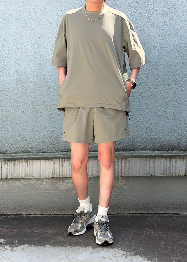 N.HOOLYWOOD TEST PRODUCT EXCHANGE SERVICEのDRAWSTRING SHIRT、PANELED T-SHIRT、HALF PANTSを組み合わせたコーディネートのご紹介です！