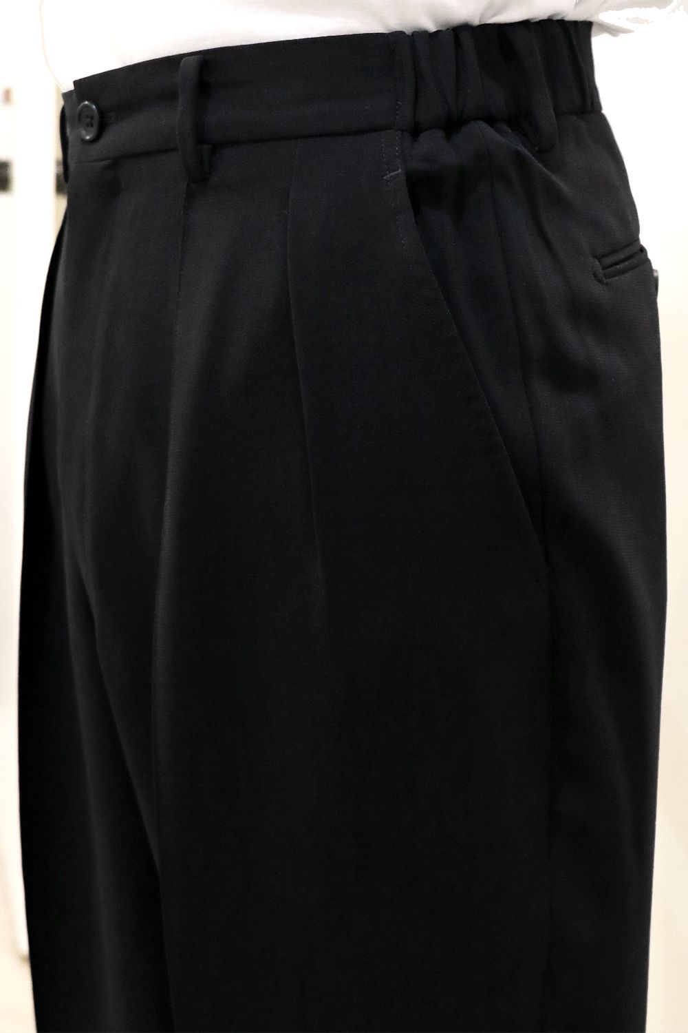 RAINMAKER - MELANGE TWILL SHIRRING TROUSERS / メランジ