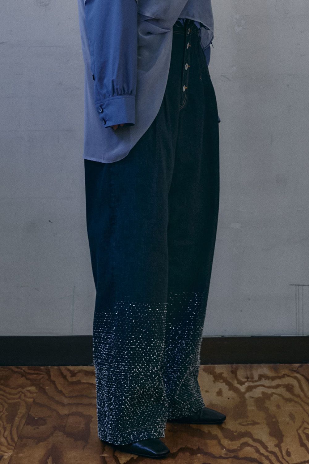meagratia - Gradation needle-punched denim PT