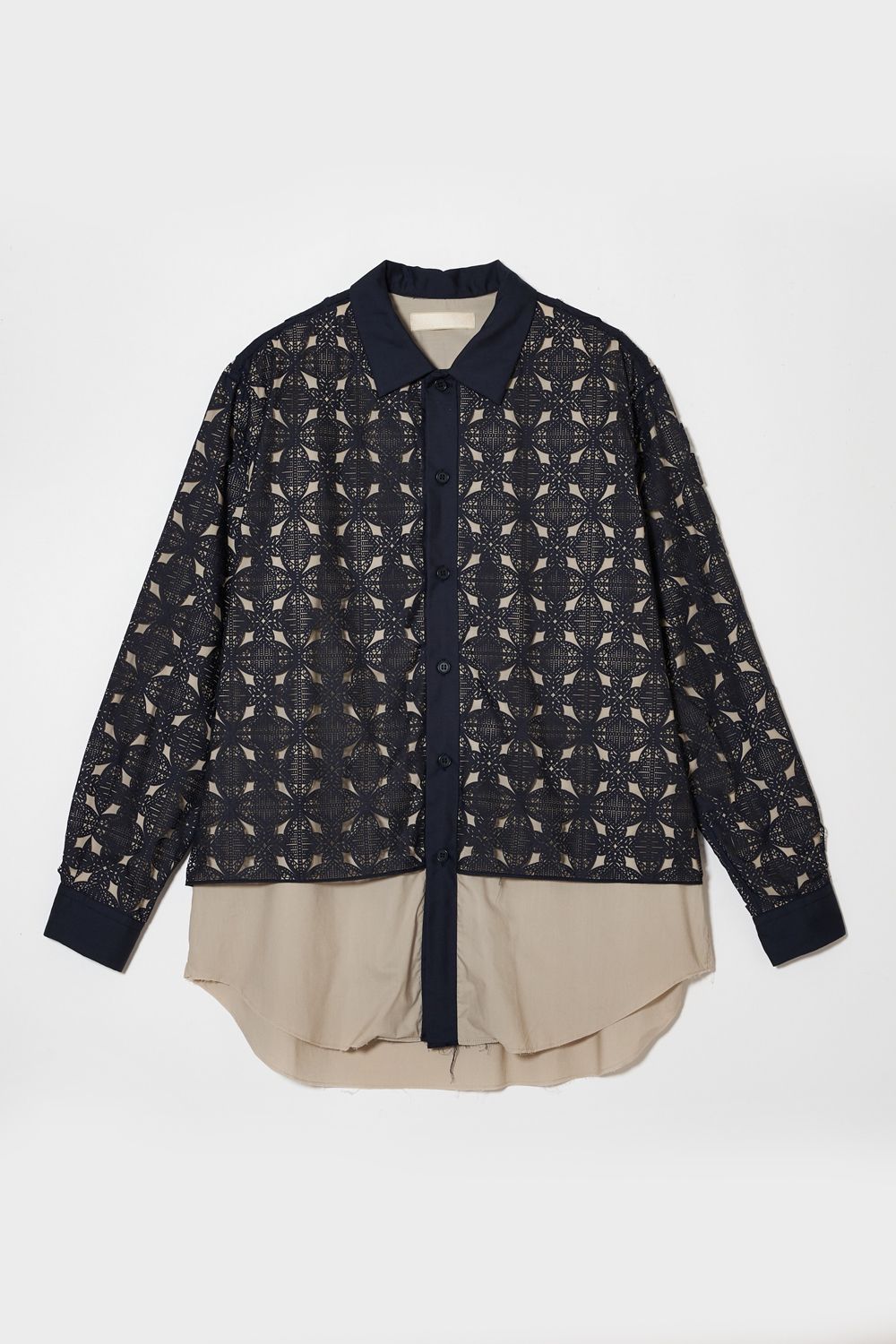 Laser pattern layered shirt / レーザー パターン レイヤード シャツ