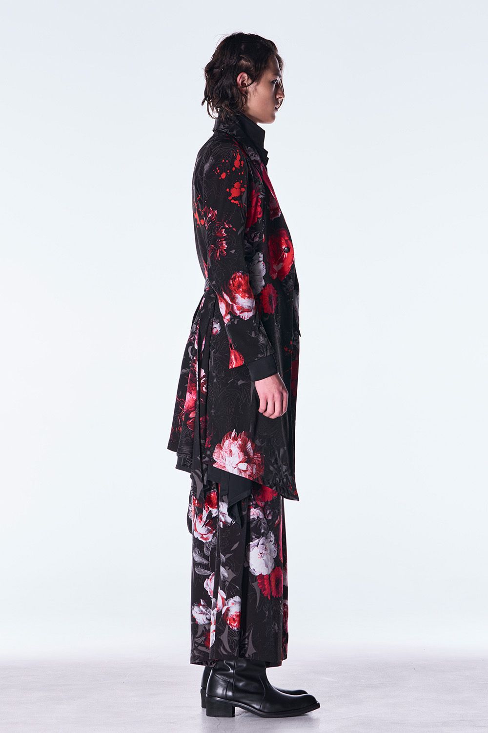 Goth Flora Suede Satin Flare Jacket  / ゴス フローラ スエード サテン フレア ジャケット