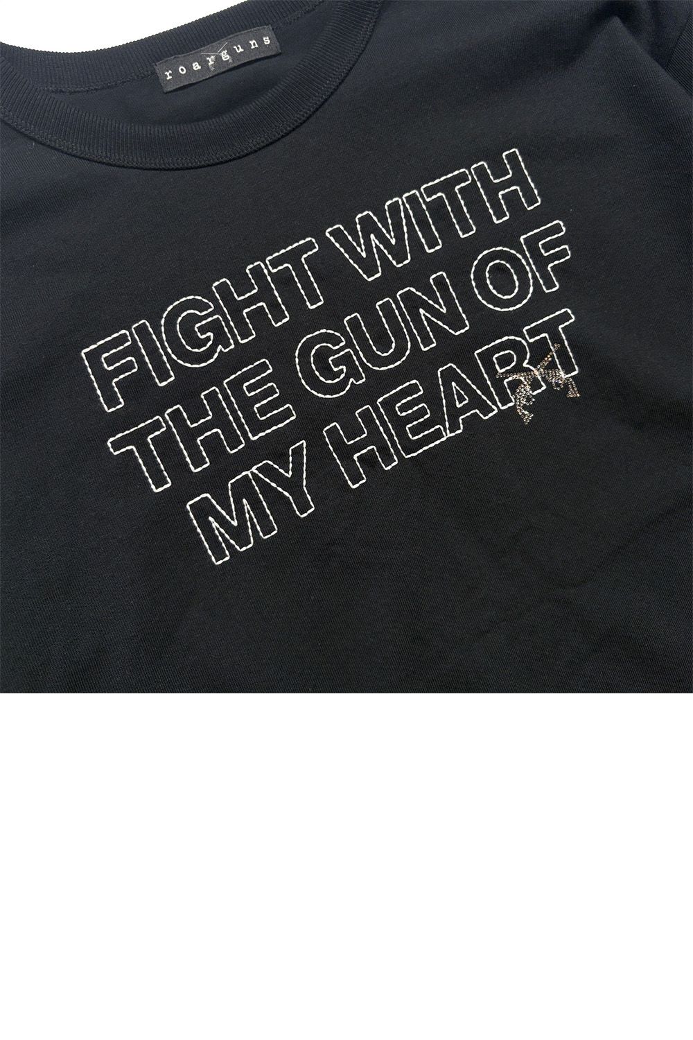 VIN/JER LS/EMB*CRY / ヴィンテージ ジャージ ロングスリーブ T エンブロイダリーメッセージ クロスガンクリスタル