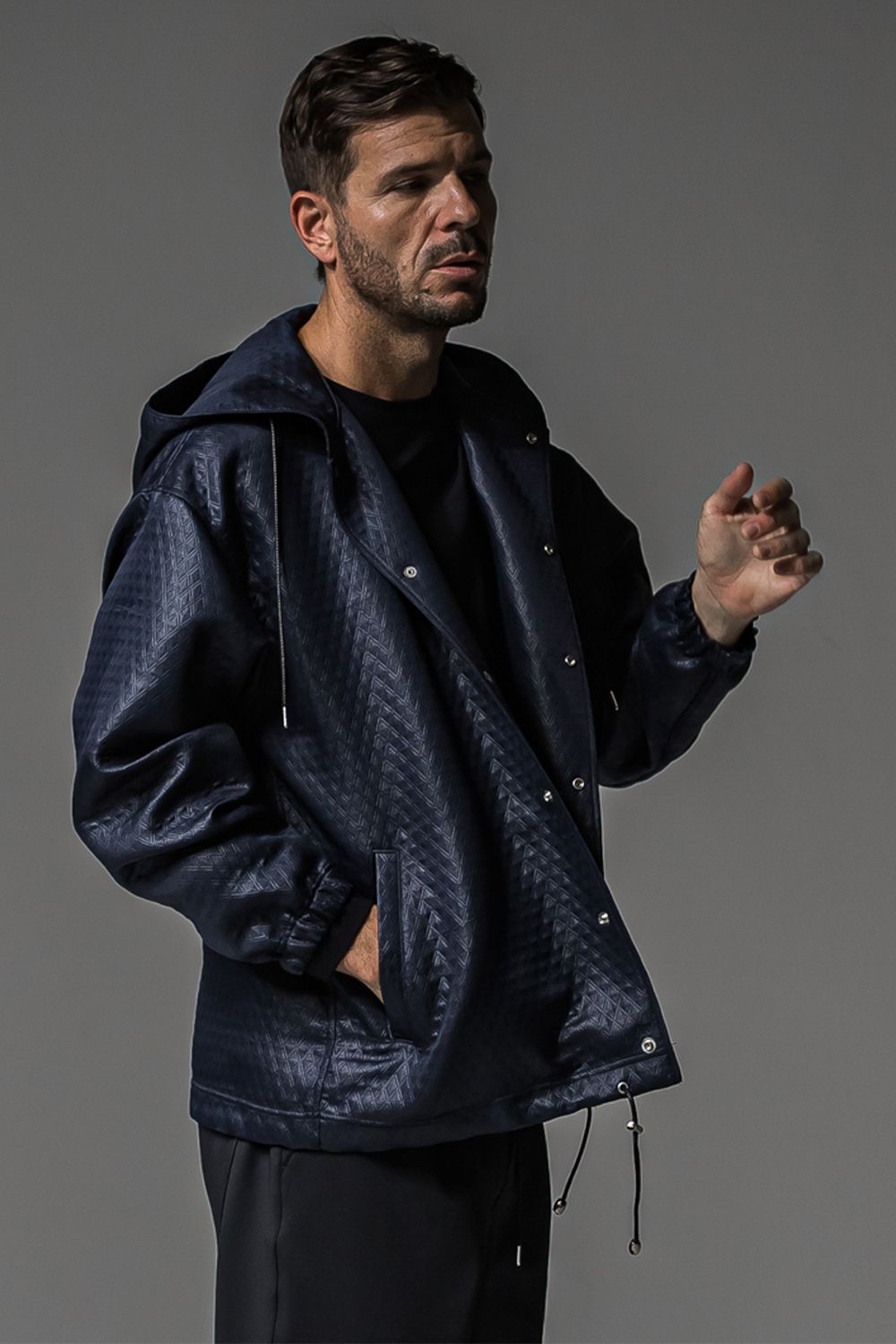 QUILTING COACH HOODIE / キルティング コーチジャケットパーカー