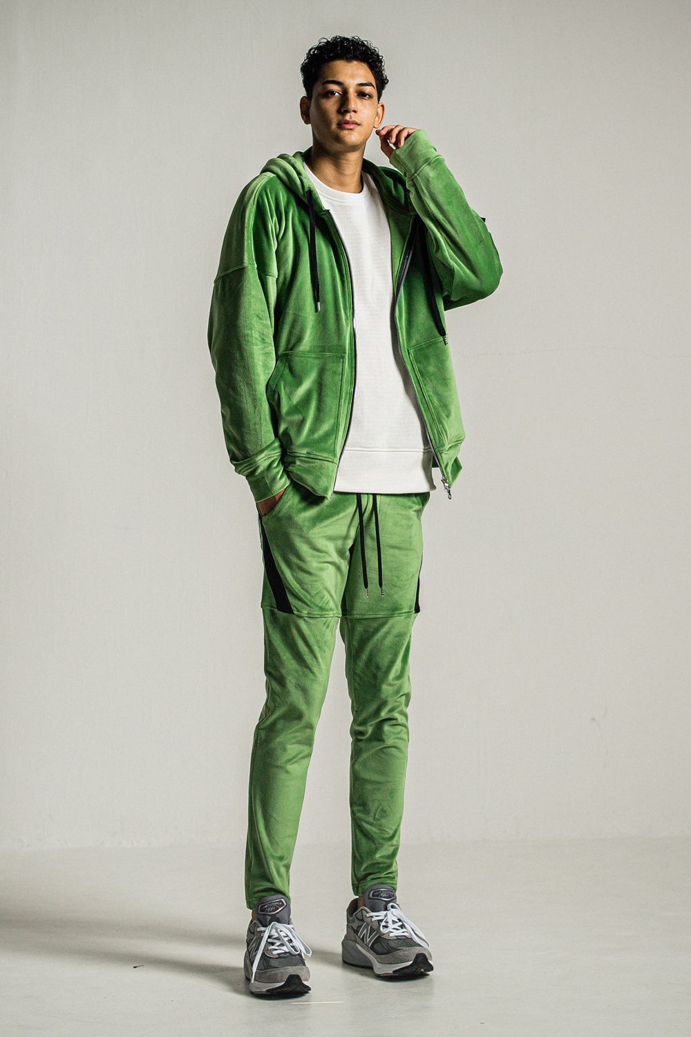 VELOURS FLEECE THERMAL LOOSE TRAINER / ベロア フリース サーマル ルーズ トレーナー