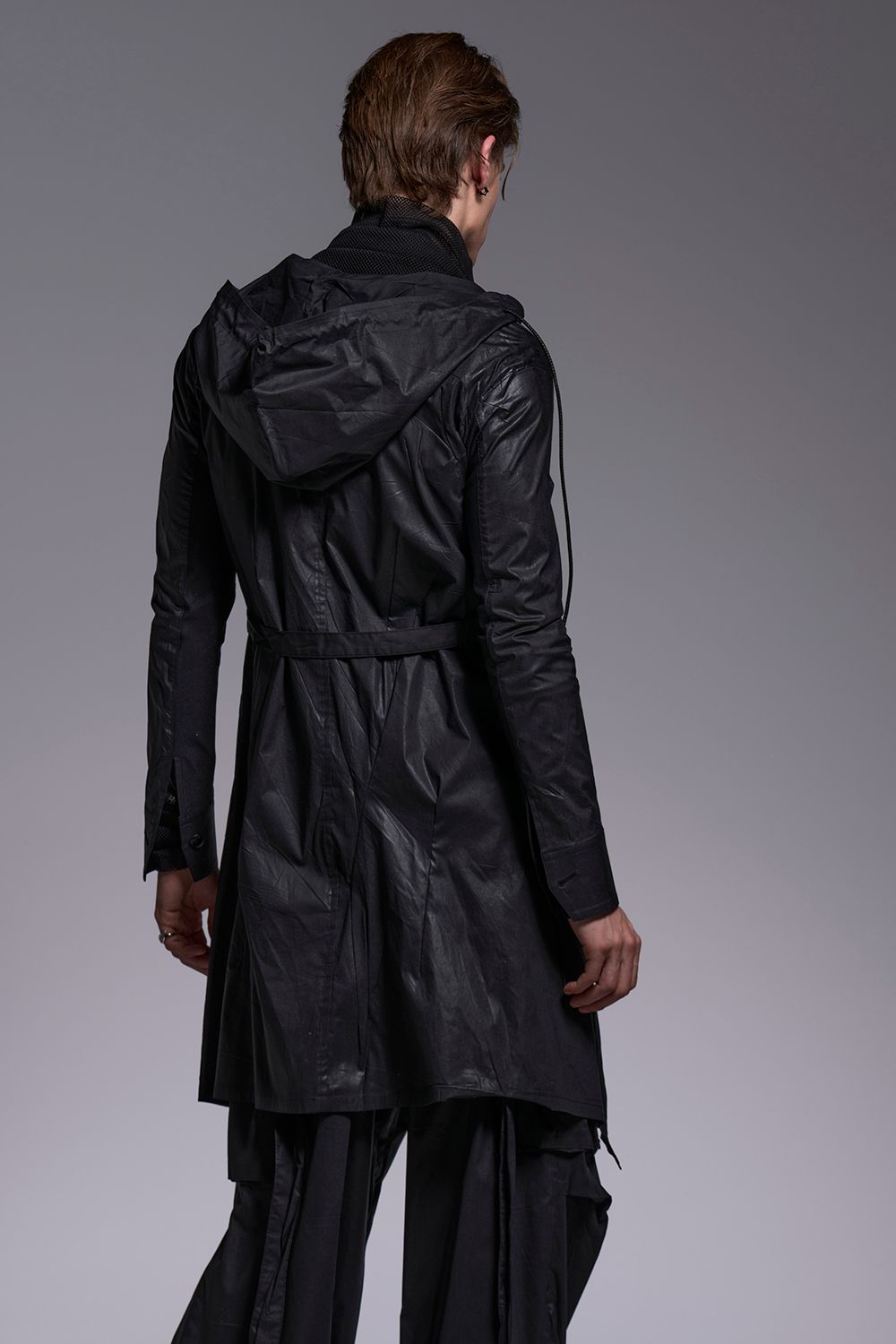 Coating Lawn Flare Hoodie Coat / コーティングローン フレア フーディー コート