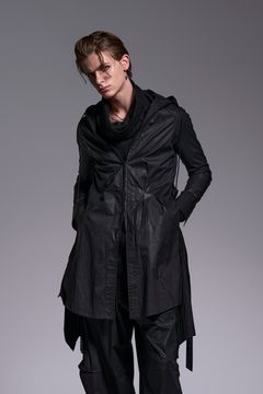 Coating Lawn Flare Hoodie Coat / コーティングローン フレア フーディー コート