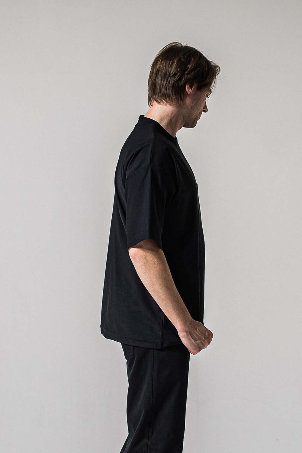 LEATHER POCKET OVER NYLON T / レザーポケット オーバー ナイロン Tシャツ