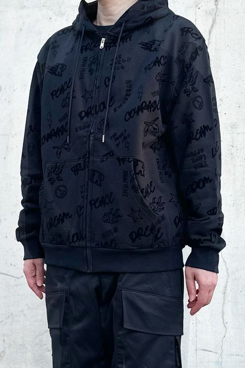 FLOCKY PRINT HOODIE / フロッキー プリント フーディー
