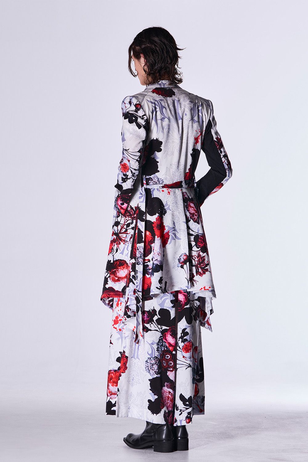Goth Flora Suede Satin Flare Jacket  / ゴス フローラ スエード サテン フレア ジャケット