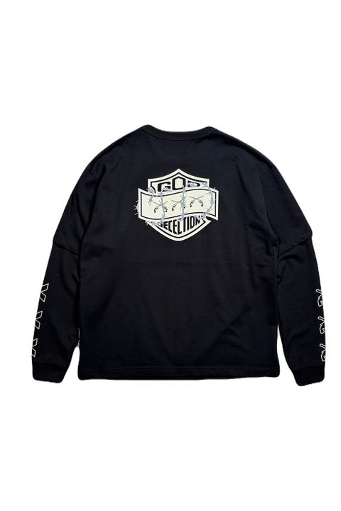GOD SELECTION XXX × roarguns TRIPLE GUNS EMBLEM LAYERED T-SHIRT / ゴッドセレクション ロアーガンズ コラボレーション レイヤード ロングスリーブT