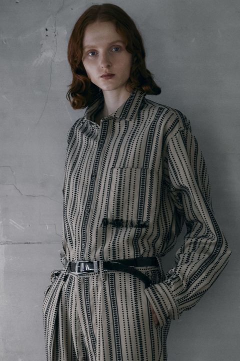 Dobby stripe asymmetry SH  / ドビー ストライプ アシンメトリー シャツ