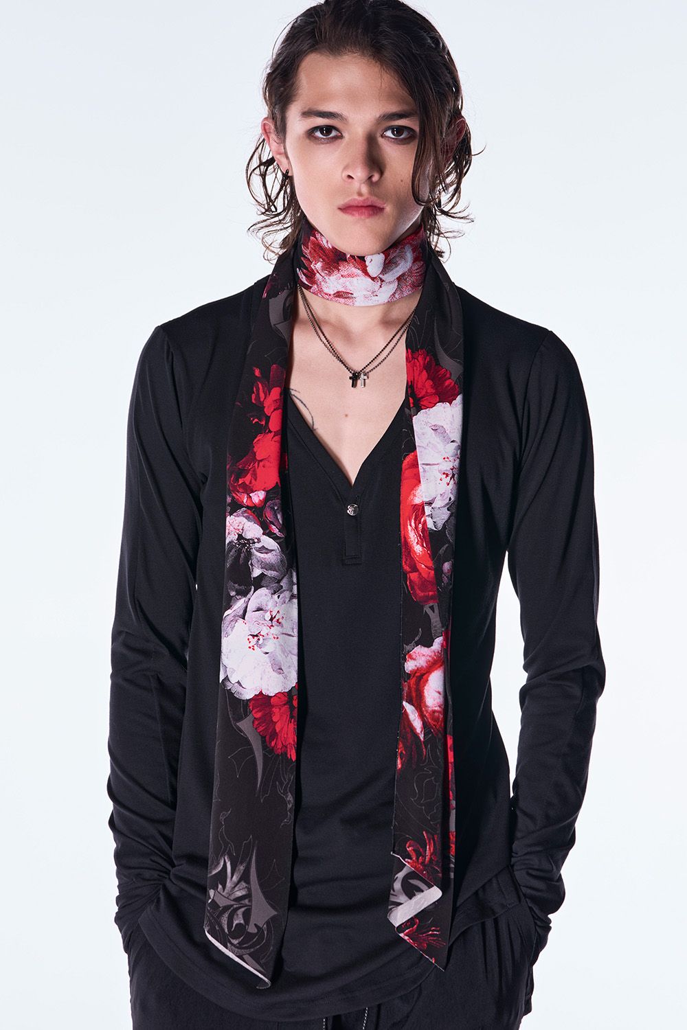Goth Flora Suede Satin Stole / ゴス フローラ スエード サテン ストール