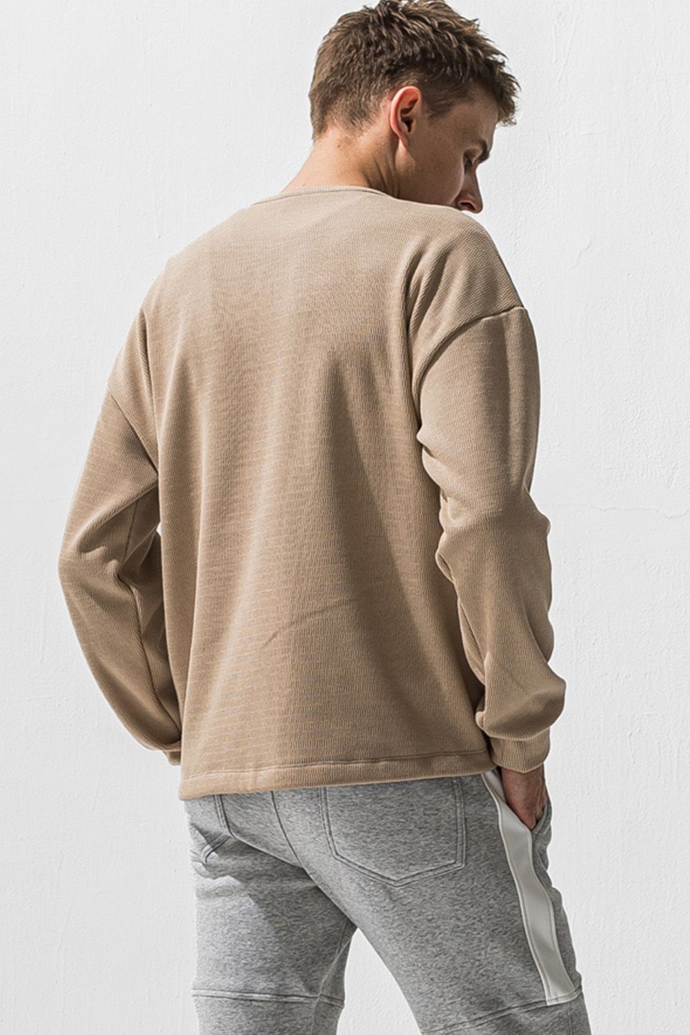 OVER  HENRY VELOURS FLEECE THERMAL / 裏起毛 ベロア フリース サーマル ヘンリーネック オーバーサイズ