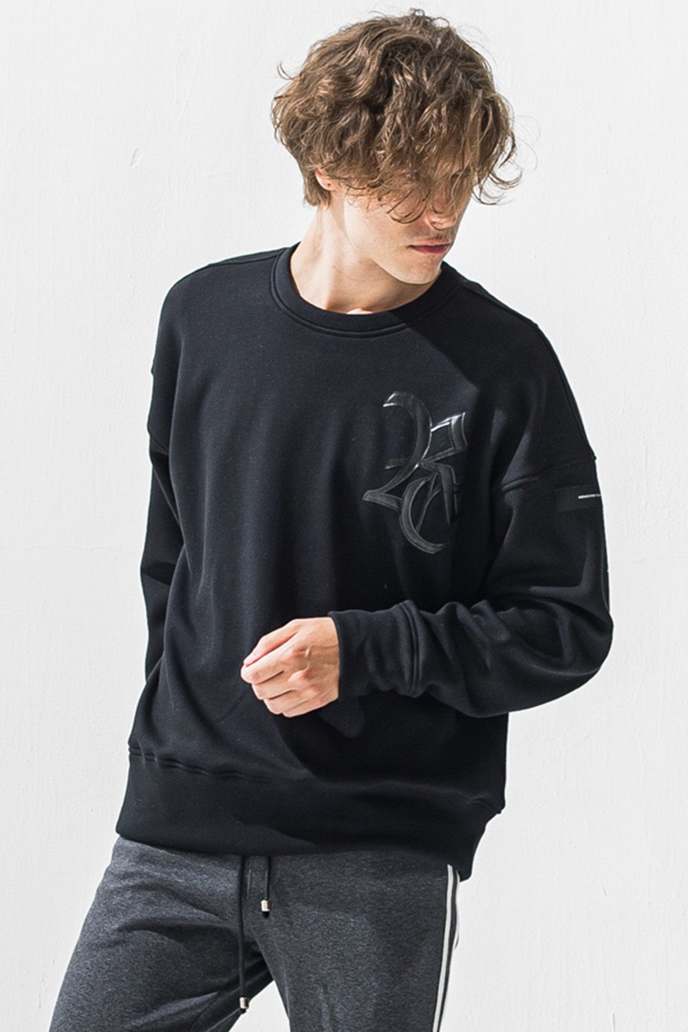RC velours fleece drop trainer / RCロゴ 裏起毛 ベロア フリース ドロップショルダー ルーズトレーナー