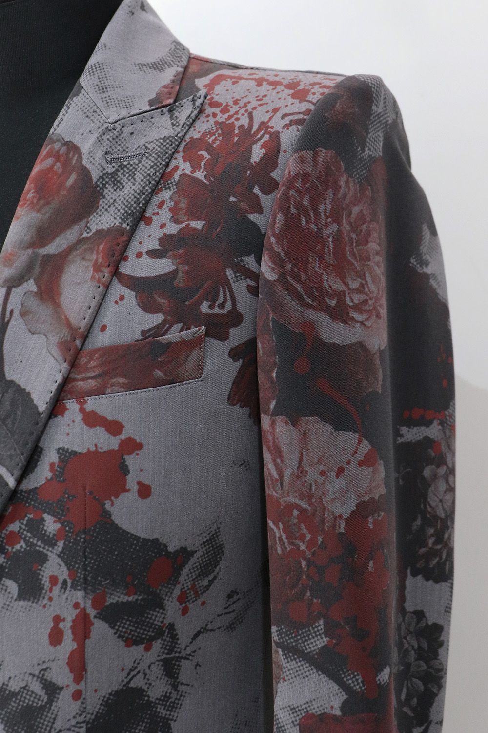 Gray Flora Gabardine Long Jacket / グレー フローラ ギャバジン ロングジャケット