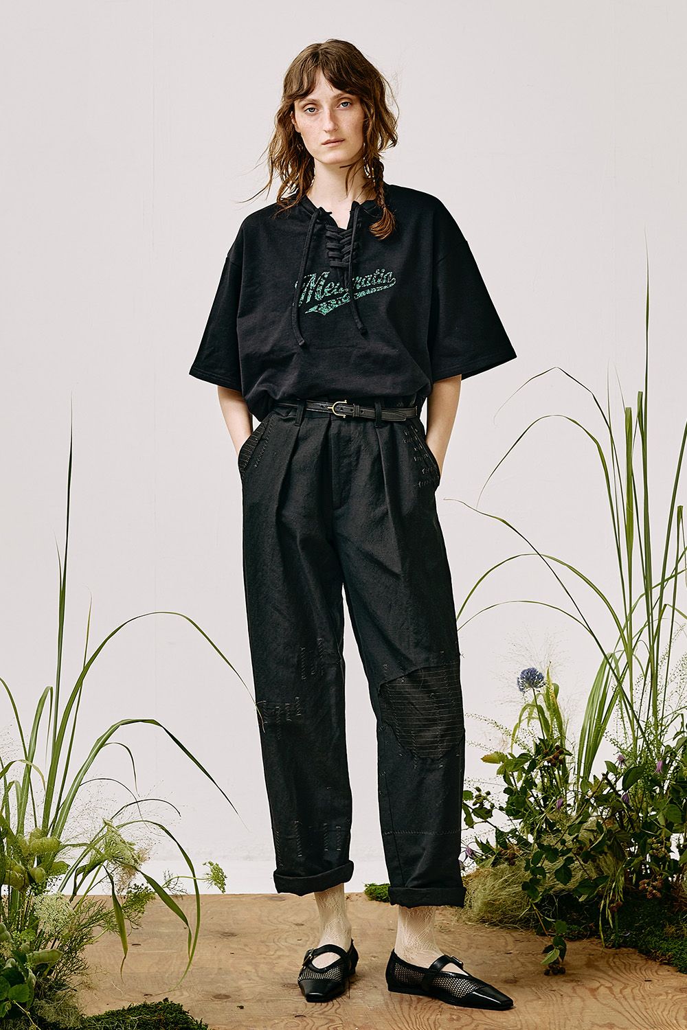 Lace up sweater Tee / レースアップ スウェット Tシャツ