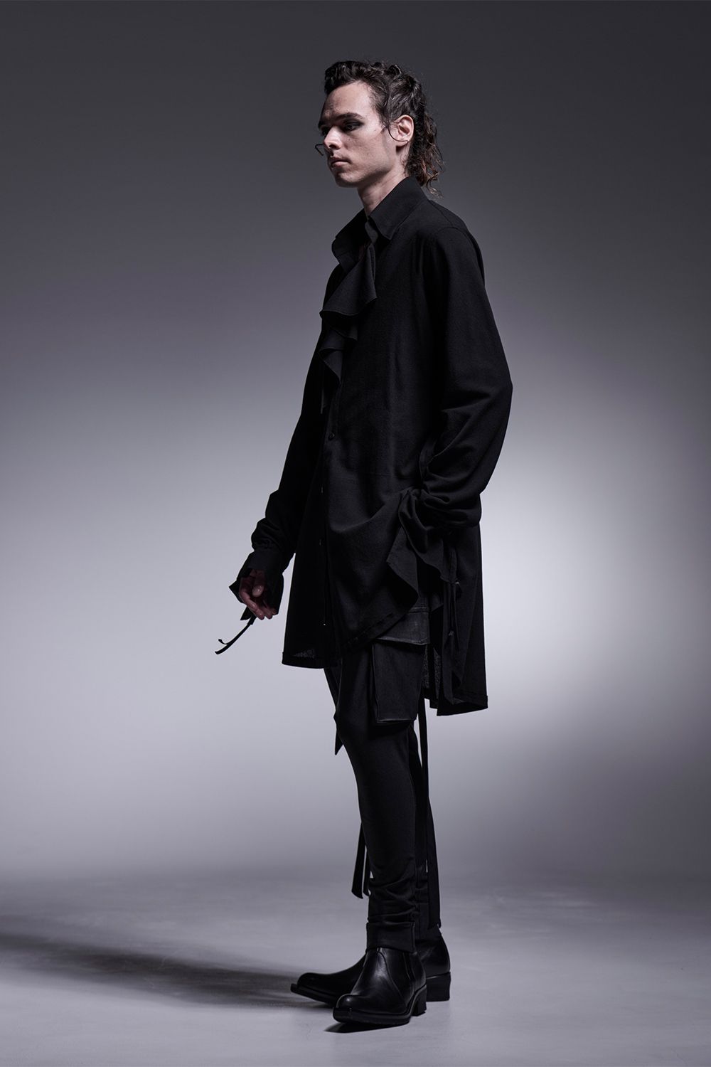 CHIRIMEN Shirring Frill Shirt / 縮緬 シャーリングフリルシャツ