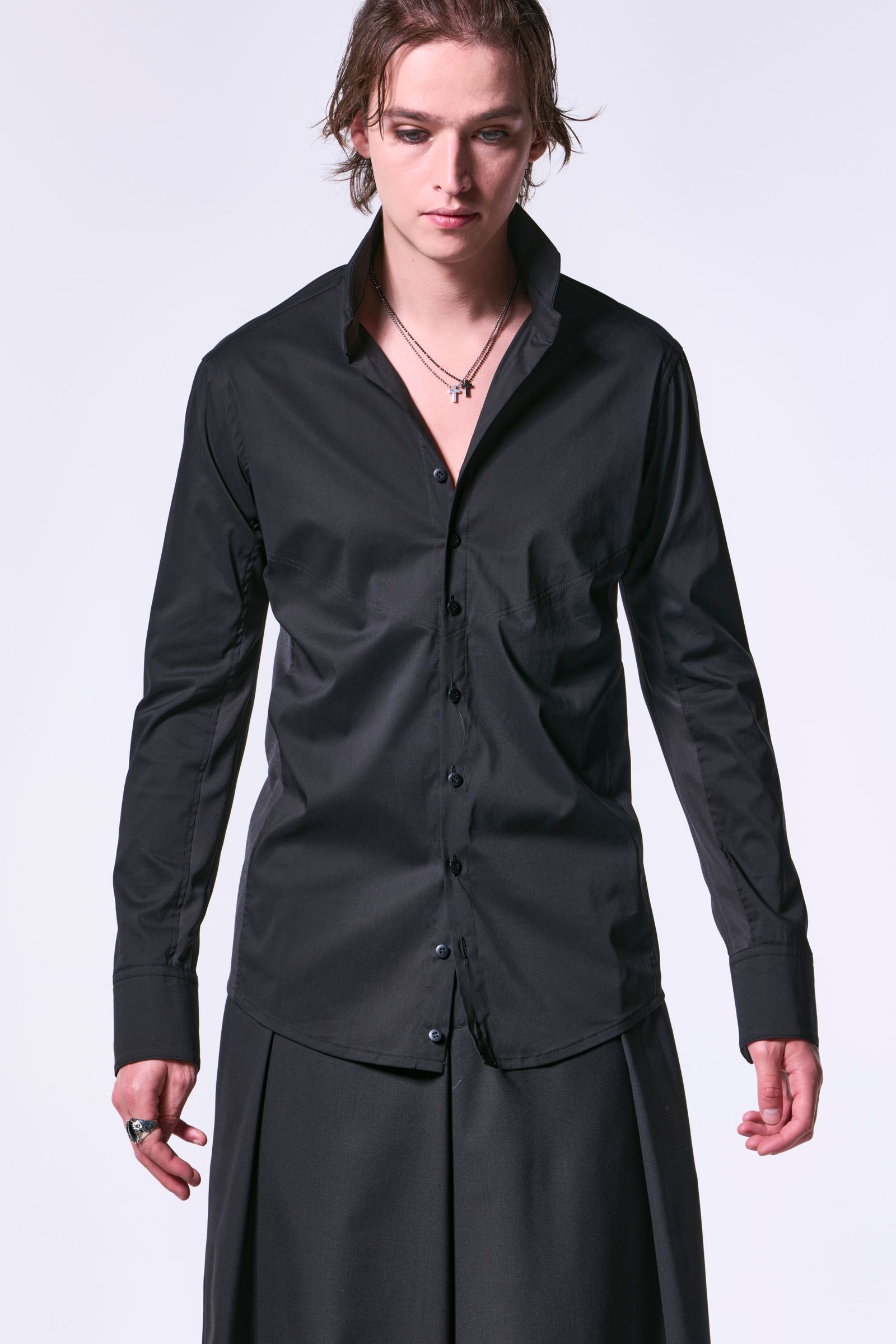 Loan Stand Collar Side Rib Shirt / ローン スタンドカラーサイドリブシャツ