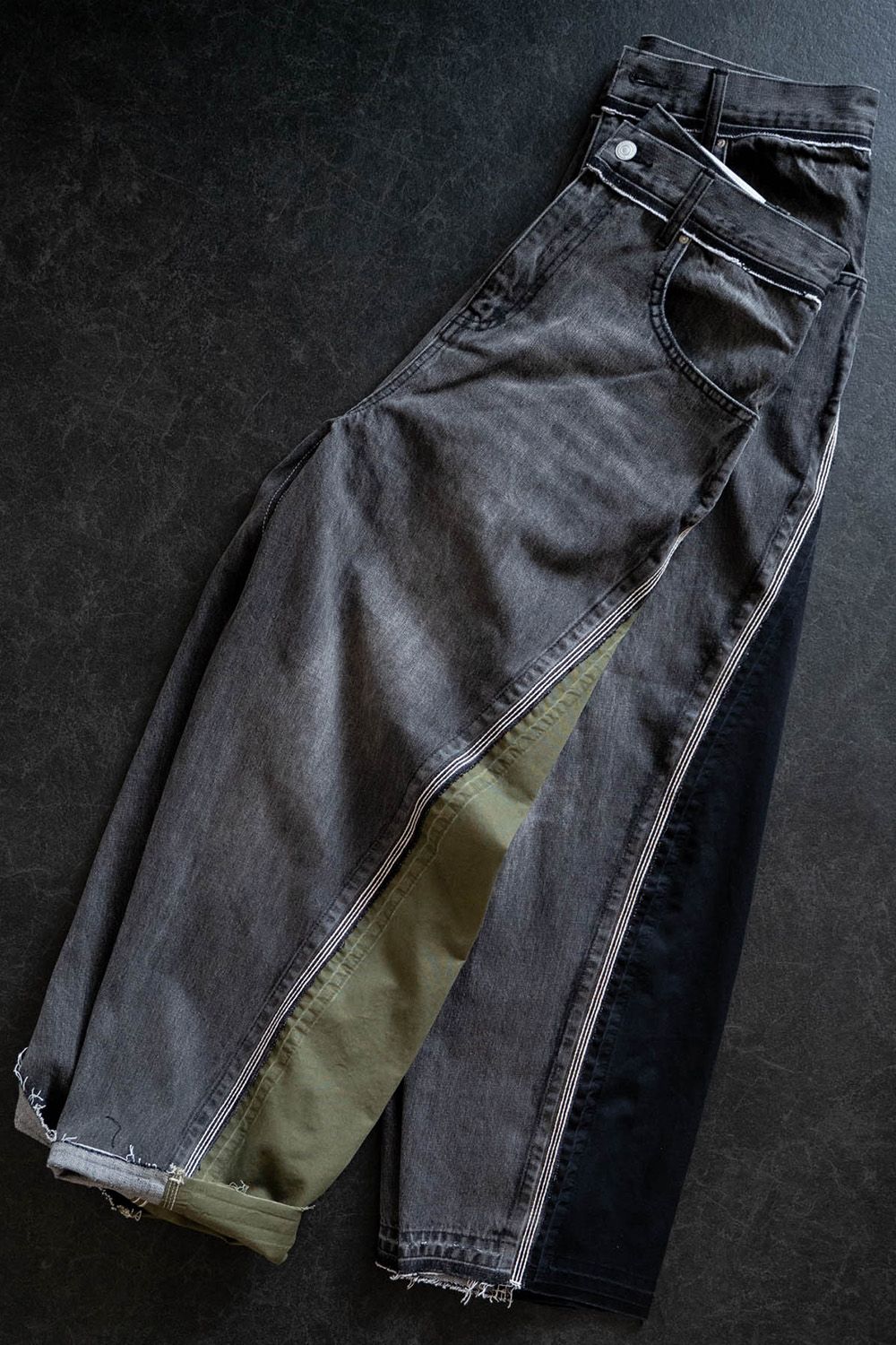 WRAP SEAM LOOSE FIT / ラップ シーム ルーズ フィット リメイク デニム バレルパンツ