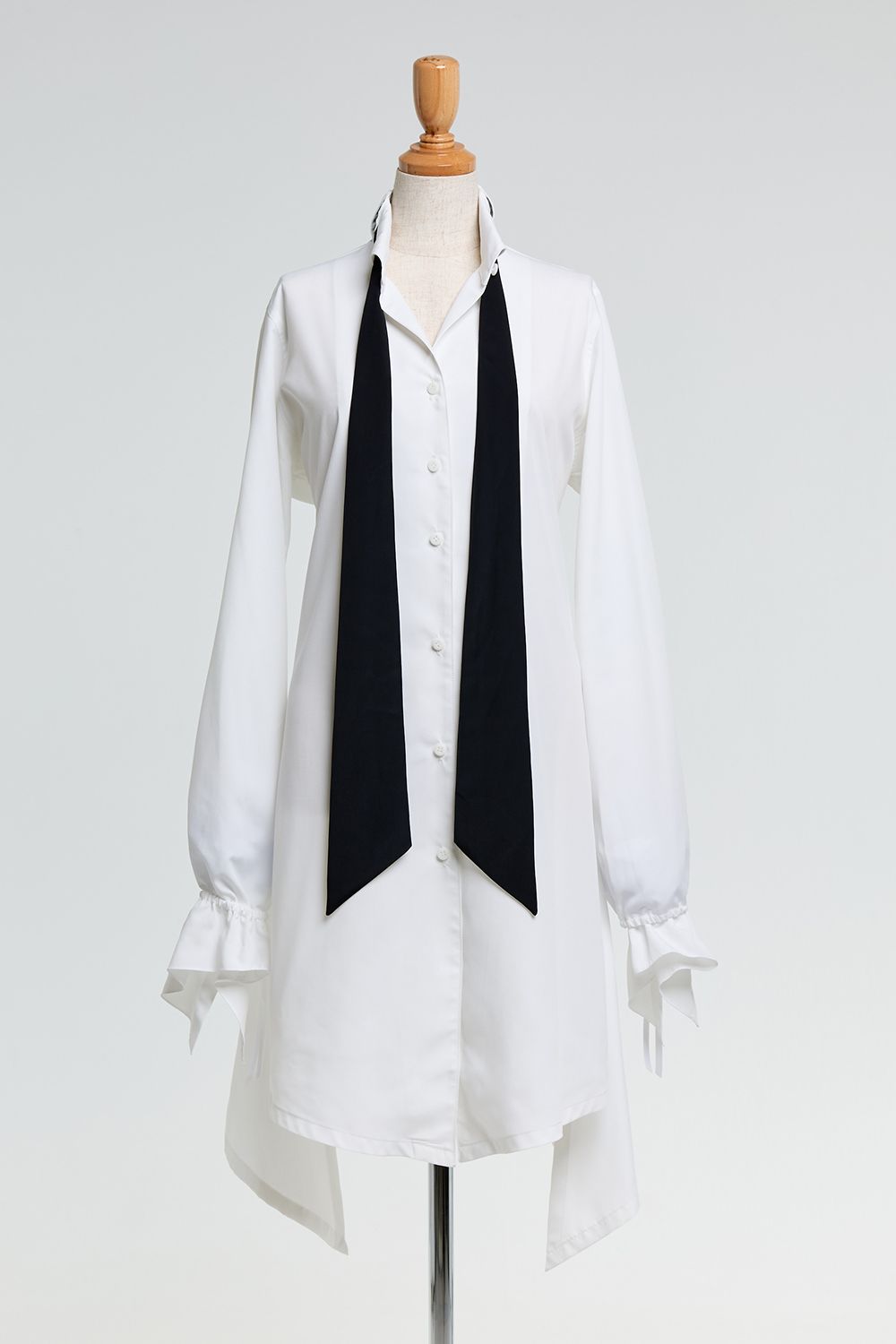 Wing Collar Flare Ribbon Shirt